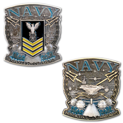Navy Master At Arms Petty Officer 1st Class Gold Challenge Coin