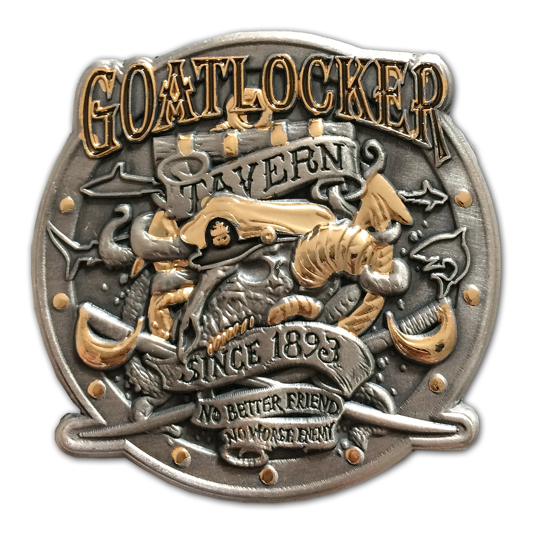 US Navy Chief Goat Locker Tavern Established 1893 Veteran Collectible Challenge Coin - Image 2