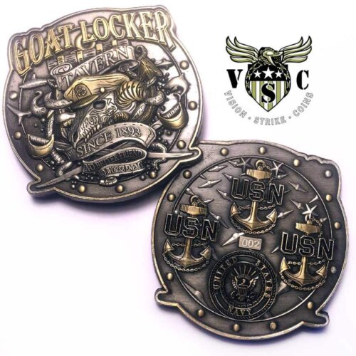 US Navy Goat Locker Tavern Vintage Challenge Coin