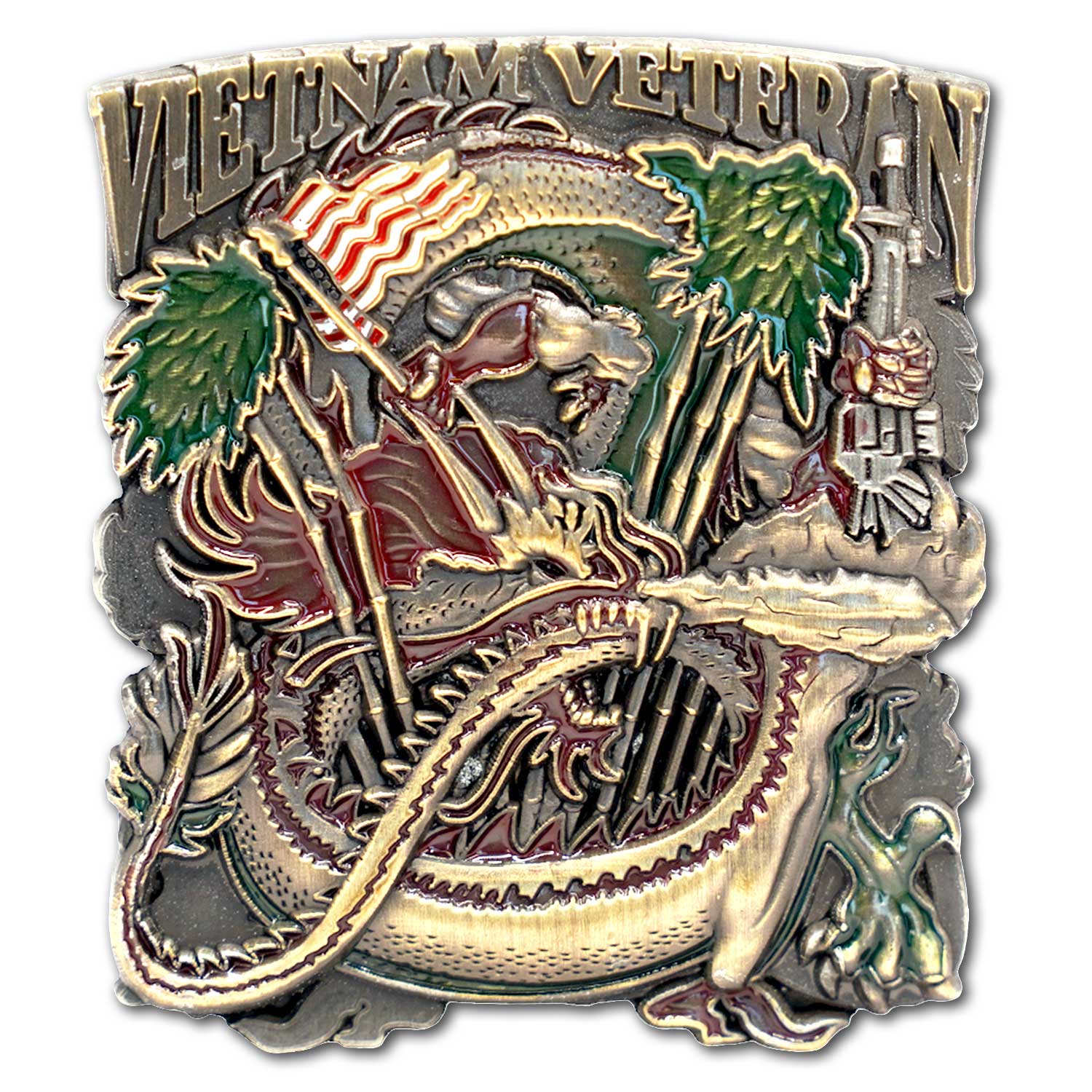 Vietnam Veteran Ribbon Dragon M16 Collectible Challenge Coin