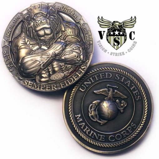 USMC Bulldog Semper Fidelis Challenge Coin