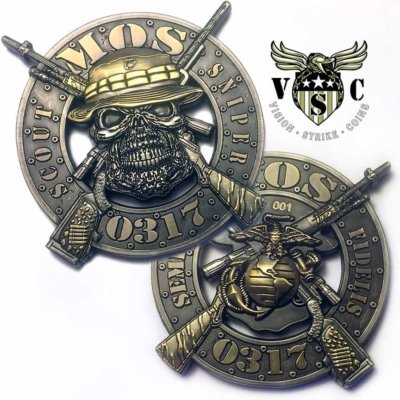 Scout Sniper 0317 MOS USMC Military Challenge Coin