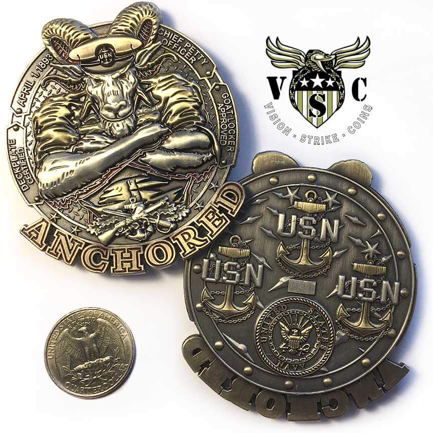 Military Challenge Coin United States Armed Forces Navy Sea Bees Warfare Can Do 