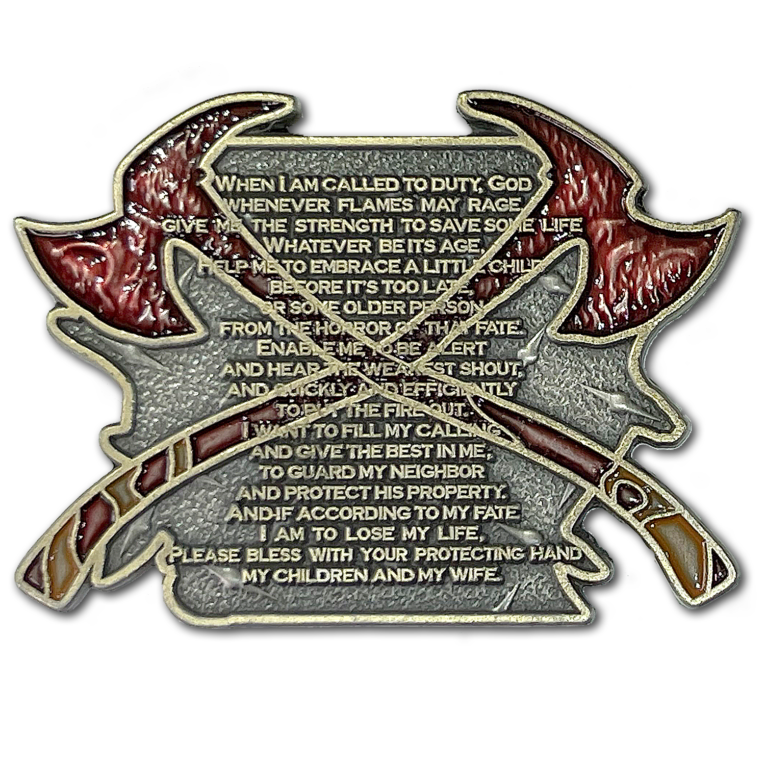 Firefighter Prayer Fire and Axes Collectible Challenge Coin