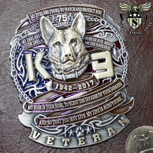 K9 Veteran 75th Anniversary Magnum Challenge Coin