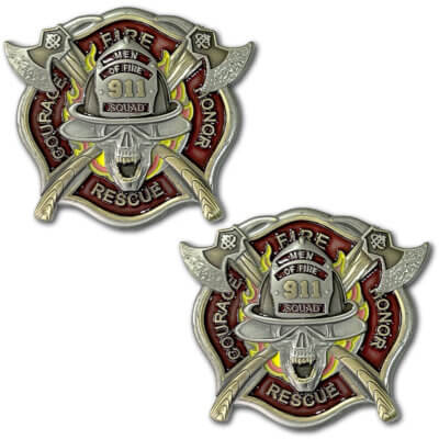 Men of Fire 9-11 Squad Firefighter Coin