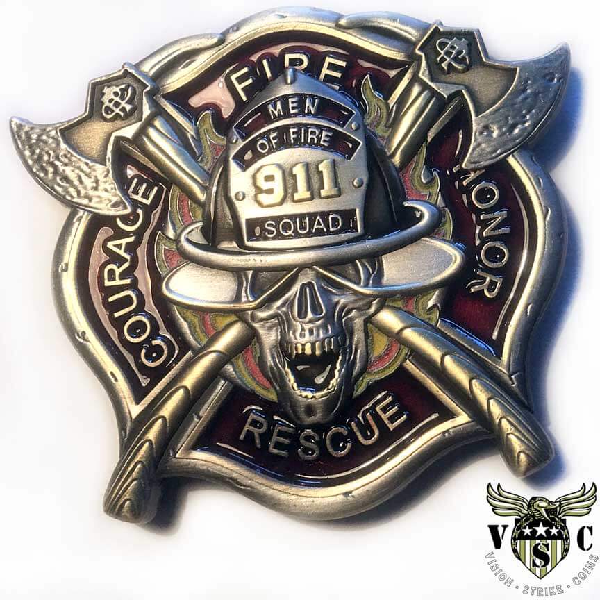 Men of Fire 9-11 Squad Firefighter Coin