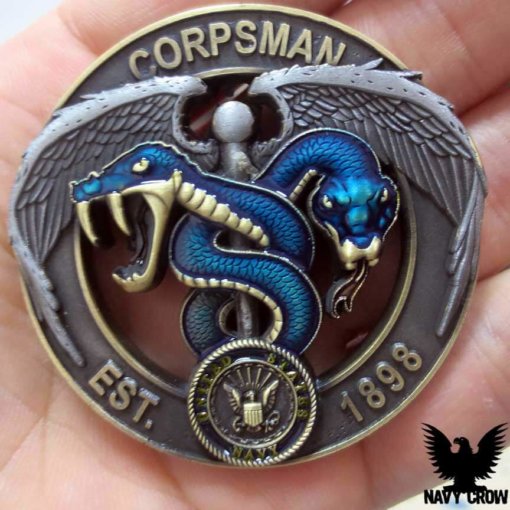 US Navy Corpsman Blue Green Flip Navy Challenge Coin