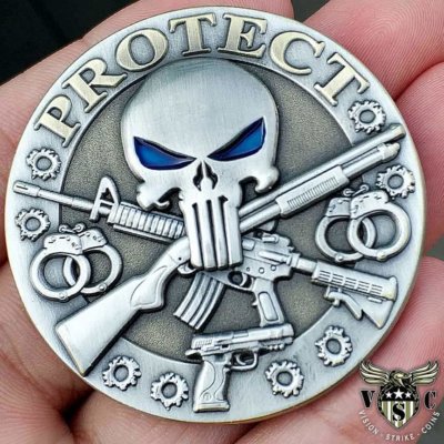 Protect And Serve Police Law Enforcement Challenge Coin