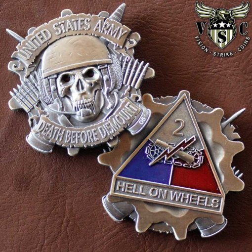 2nd Armored Division Hell On Wheels Army Tank Challenge Coin