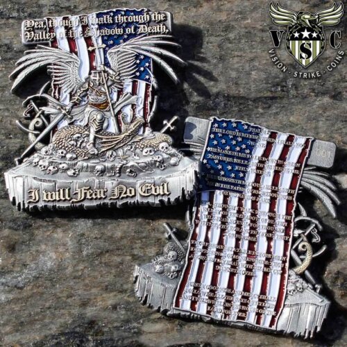 Fear No Evil Psalm 23 Magnum Military Challenge Coin