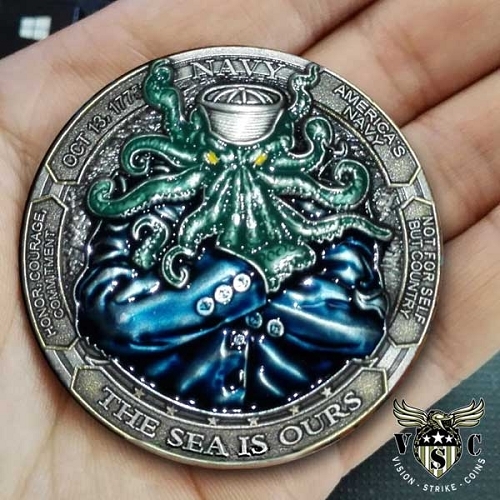 US Navy Squid Military Challenge Coin