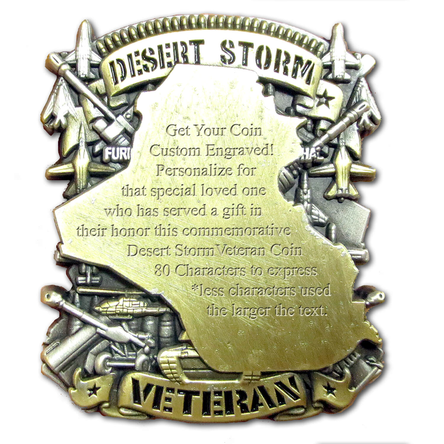 Desert Storm Veteran Custom Engraved Challenge Coin - Image 3