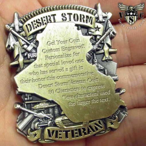 Desert Storm Veteran Custom Engraved Challenge Coin