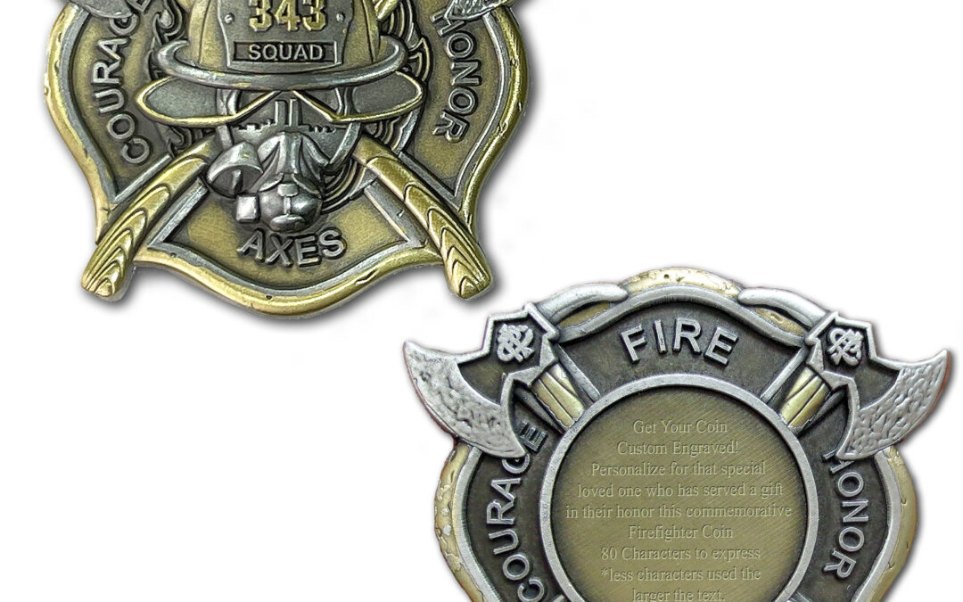 Never Forget 343 Firefighter Custom Engraved Challenge Coin