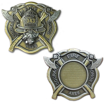 Never Forget 343 Firefighter Custom Engraved Challenge Coin