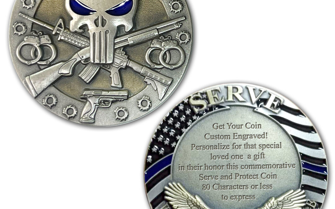 Protect And Serve Police Custom Engraved Challenge Coin