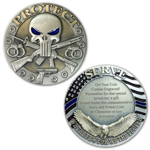 Protect-and-Serve-Police-Engraved Coin-Both