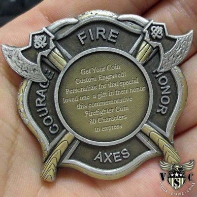 Never Forget 343 Firefighter Custom Engraved Challenge Coin