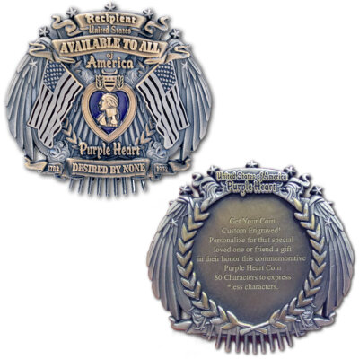 Purple HeartPurple Heart Custom Engraved Challenge CoinCustom Engraved Honorable Challenge Coin