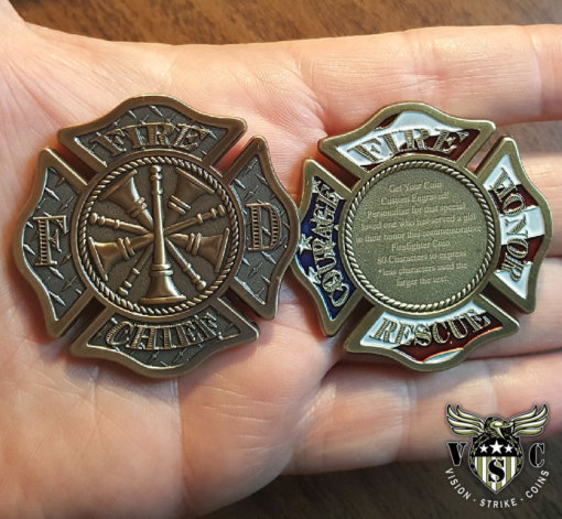 Fire Chief Firefighter Custom Engraved Challenge Coin