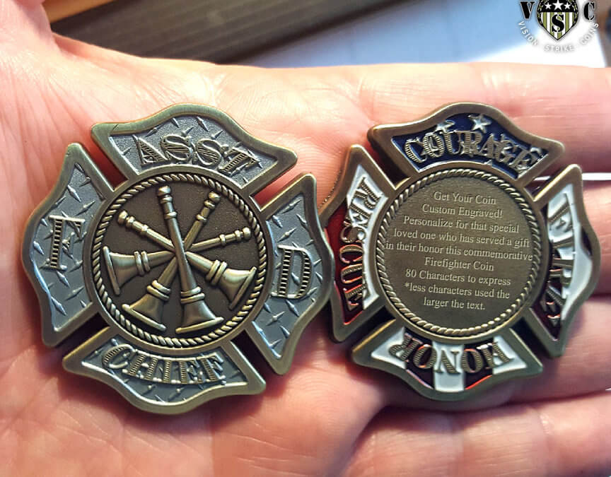 Asst Fire Chief Firefighter Custom Engraved Challenge Coin