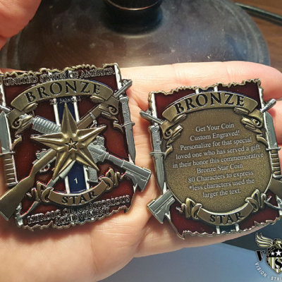 Bronze Star Military Medal Custom Engraved Challenge Coin