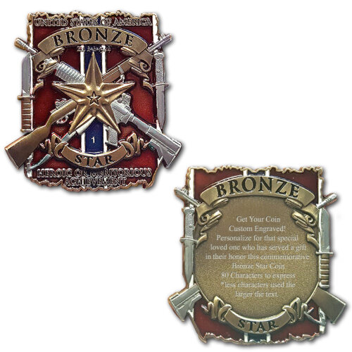 Bronze Star Military Medal Custom Engraved Challenge Coin