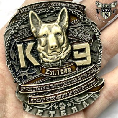 K9 Veteran Established 1942 Custom Engraved Challenge Coin