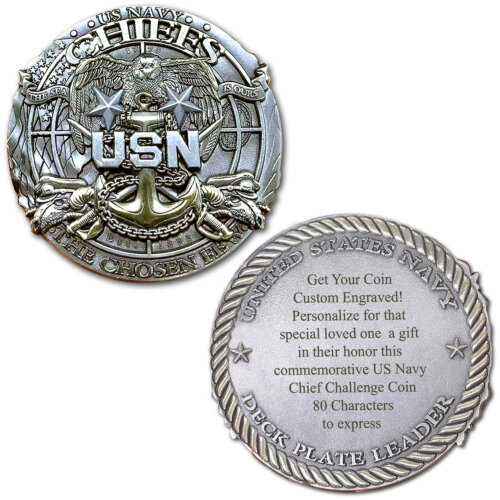 US Navy Master Chief Custom Engraved Challenge Coin