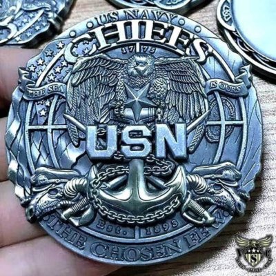 US Navy Senior Chief Custom Engraved Challenge Coin