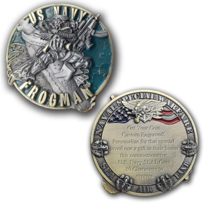 Navy Frogman Custom Engraved Challenge Coin