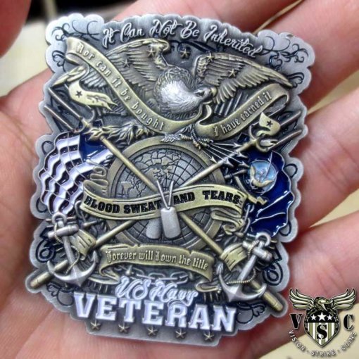 US Navy Veteran Custom Engraved Challenge Coin 1