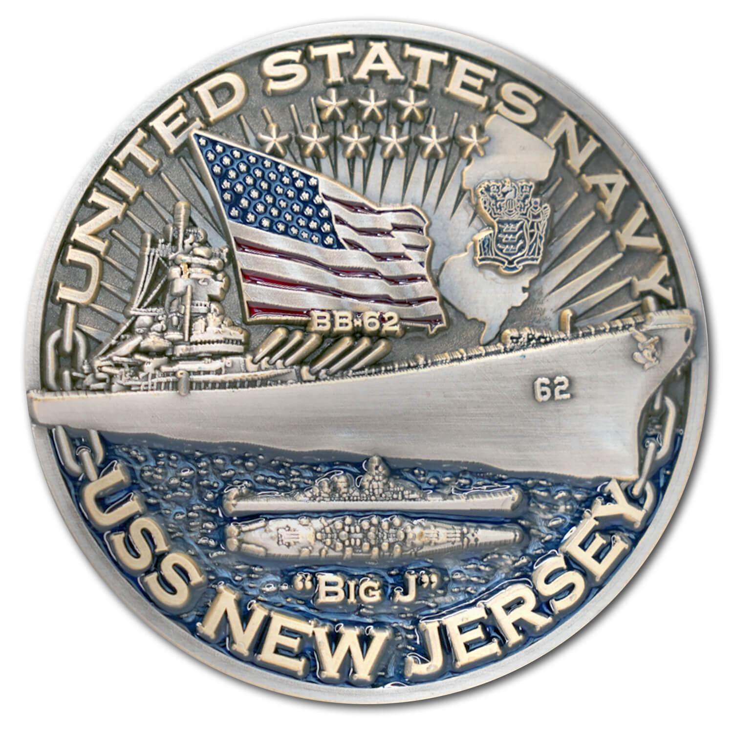 USS New Jersey BB-62 Warships of World War 2 Collectible Challenge Coin