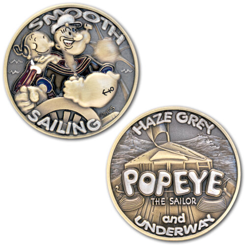 Popeye Haze Gray And Underway Smooth Sailing Flip Challenge Coin