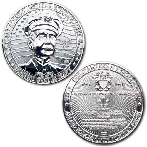 Fleet Admiral William Bull Halsey Great American Heroes Sterling Silver Clad Coin