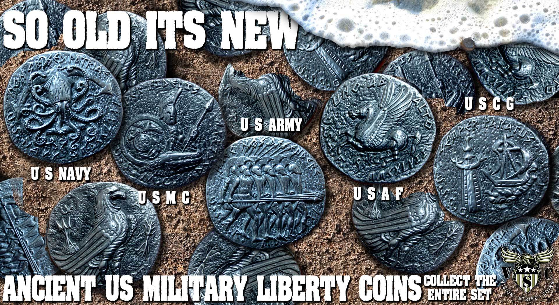 Ancient Military Coins Celebrating Armed  Forces Month