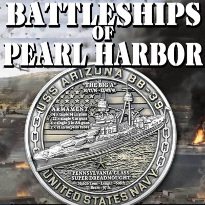 Battleships of Pearl Harbor US Navy Challenge Coins
