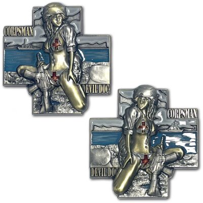 Navy Corpsman Devil Doc Classic Pin Up Girls Collectible Challenge Coin