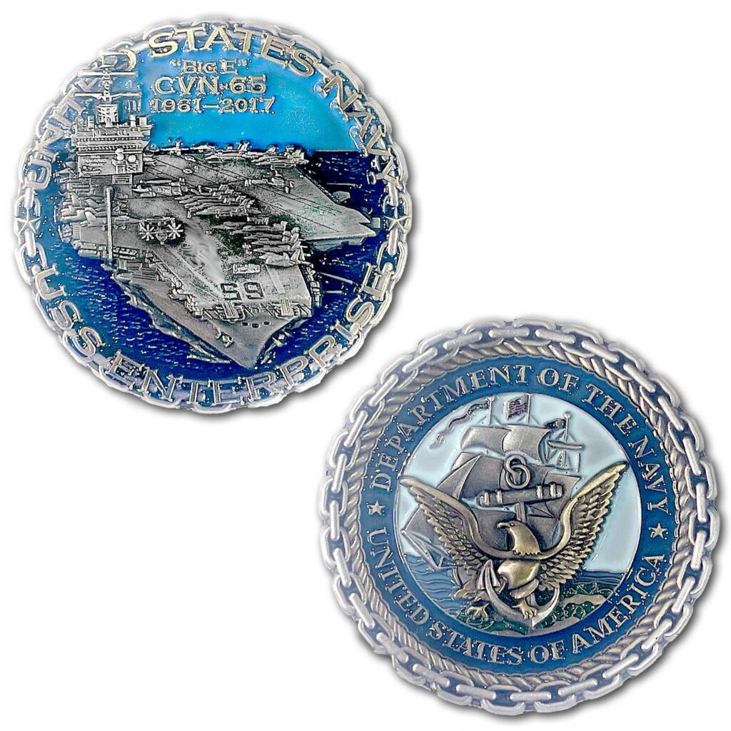 US Navy CV-65 Enterprise Aircraft Carrier Collectible Challenge Coin