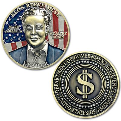 Elon Reeve Musk 1st Leader Department of Government Efficiency Make America Wealthy Again Collectible Challenge Coin