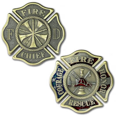 Fire Chief Firefighter Collectible Challenge Coin