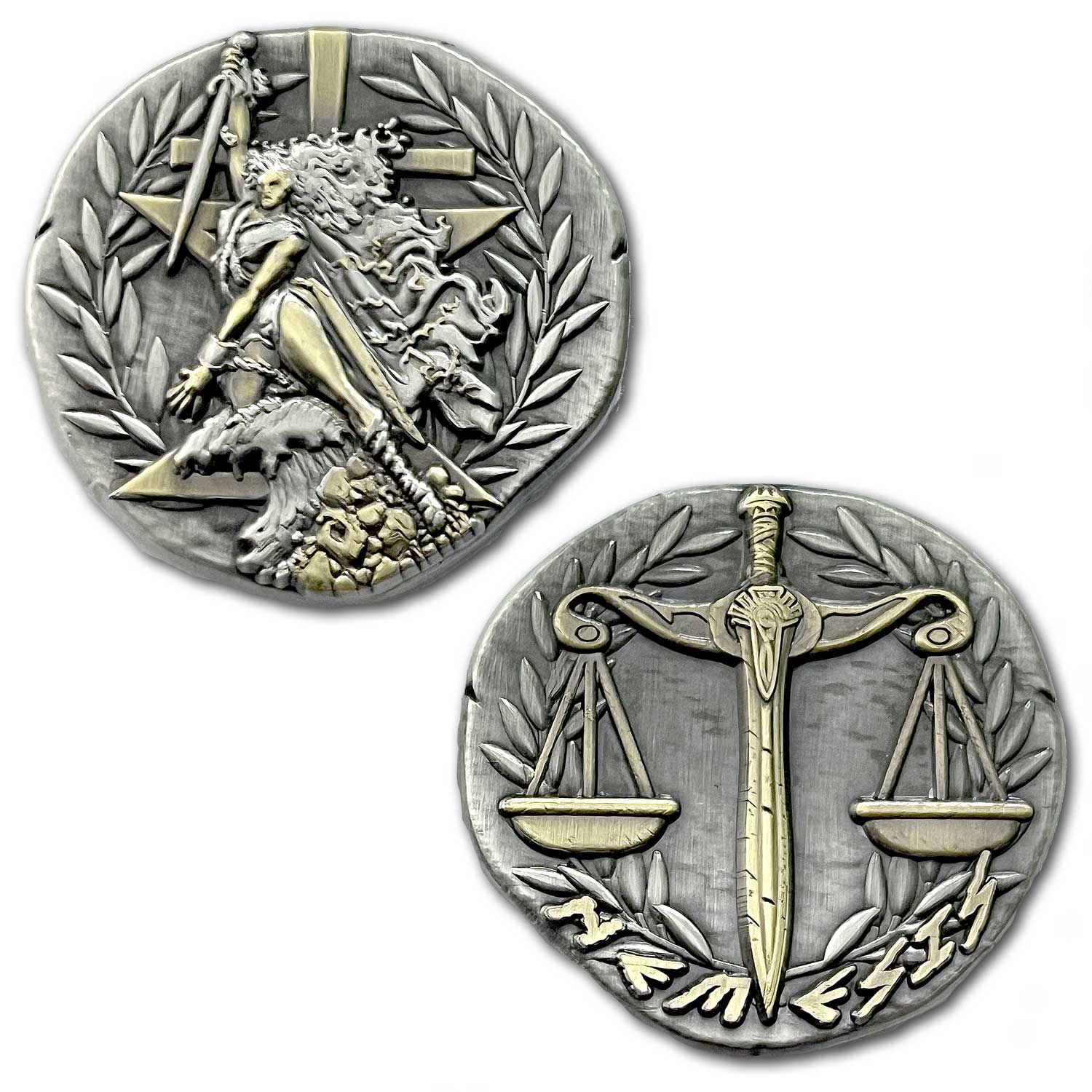 Nemesis Greek Goddess of Retribution, Divine Vengeance, and Balance, Hubris, Punishment, Cosmic Order Ancient Collectible Coin