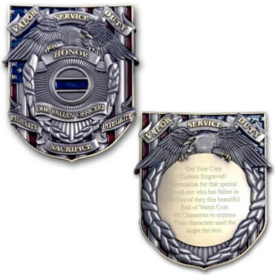 Honor Our Fallen End Of Watch Police Custom Engraved Collectible Challenge Coin