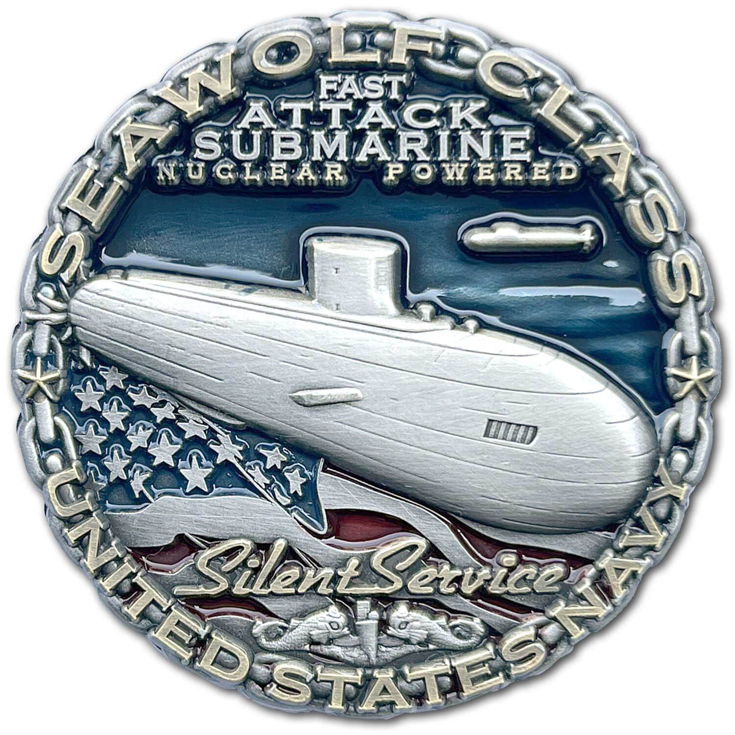 Seawolf Class Fast Attack Nuclear Submarine US Navy Collectible Challenge Coin