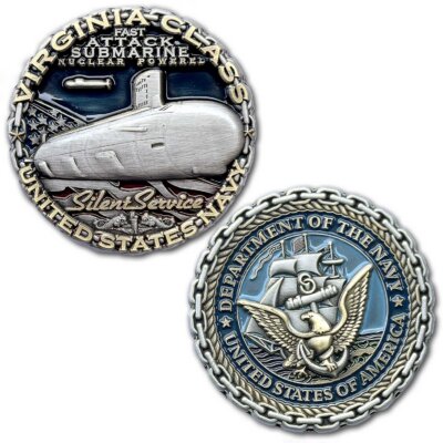 Virginia Class Fast Attack Nuclear Submarine US Navy Collectible Challenge Coin