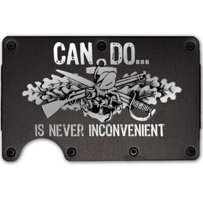 Sea Bees Can Do Is Never Inconvenient Laser Engraved Metal-Plate Cardholder Navy Men's Wallet