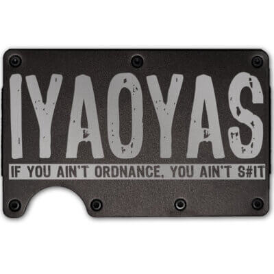 IYAOYAS If You Ain't Ordnance... Laser Engraved Metal-Plate Cardholder Navy Men’s Wallet