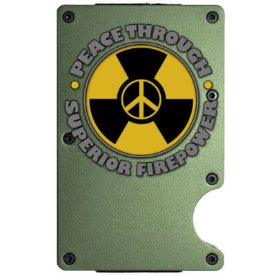 Peace Through Superior Firepower Weathered Metal-Plate Cardholder Veteran Men's Wallet