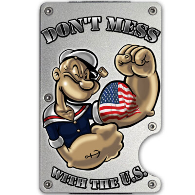 Popeye the Sailor Don't Mess with the U.S. Metal-Plate Cardholder Veteran Men's Wallet